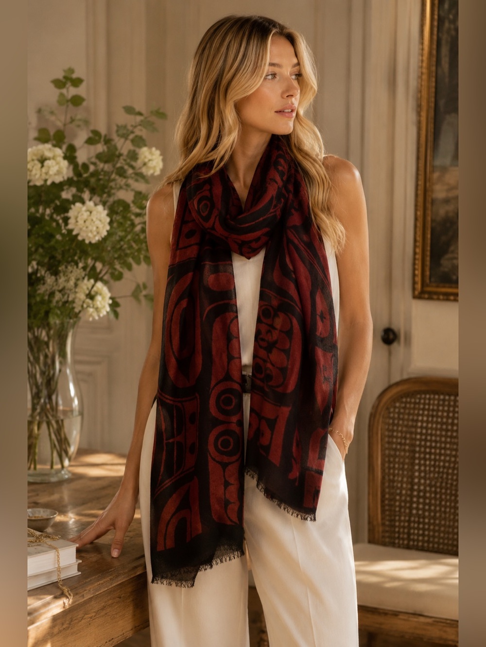 Brushed Silk Flannel Native Scarf